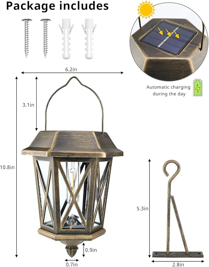 Solar Lantern Outdoor Waterproof, Metal Solar Lights Outdoor - Image 3