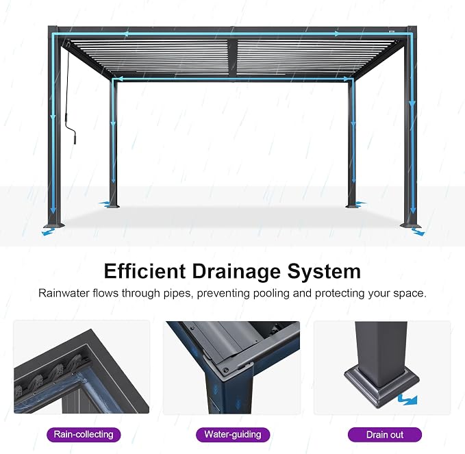PURPLE LEAF Louvered Pergola 8' x 14' Aluminum Outdoor Pergola - Image 4