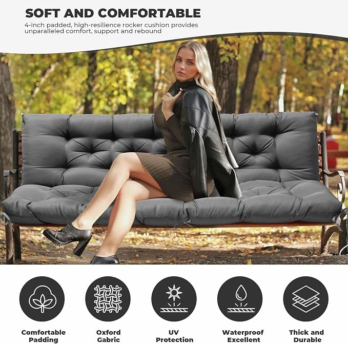 Porch Swing Cushions, Waterproof Swing Cushions Replacement - Image 2