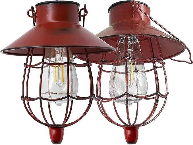 YAKii 2 Pack Solar Lantern Hanging Waterproof Outdoor Metal Solar Lamp - Image 2