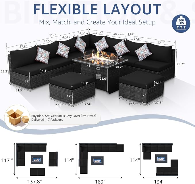 NICESOUL 10 Pcs Outdoor Sectional Set - Image 4