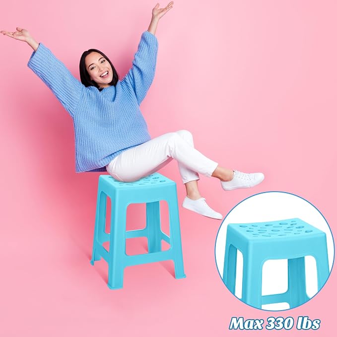 TURSTIN 12 Pack Plastic Stools 16.9 Inch 6 Macaron Colored Nesting Stools - Image 5