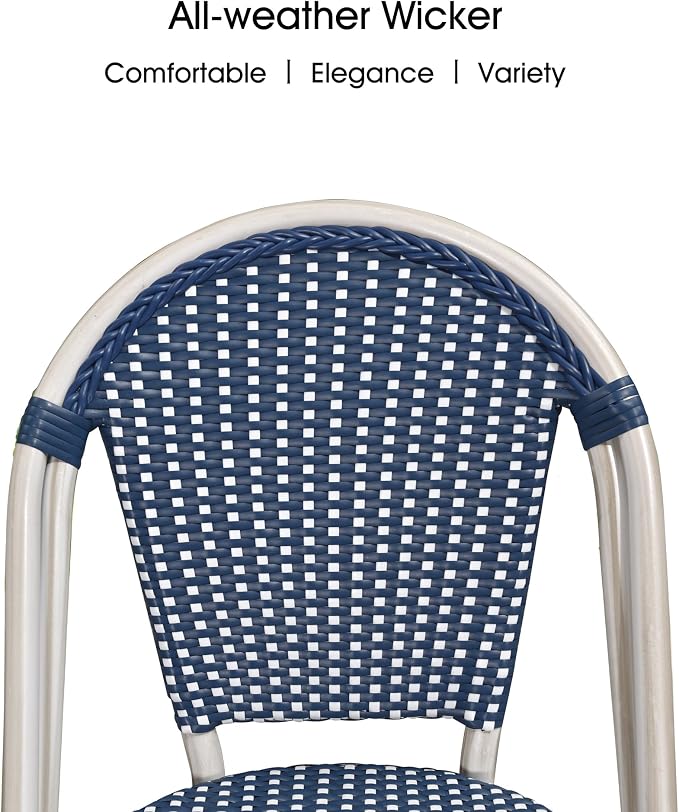 PURPLE LEAF Dining Chair Set of 2 Outdoor French Bistro Chairs Hand-Woven - Image 6