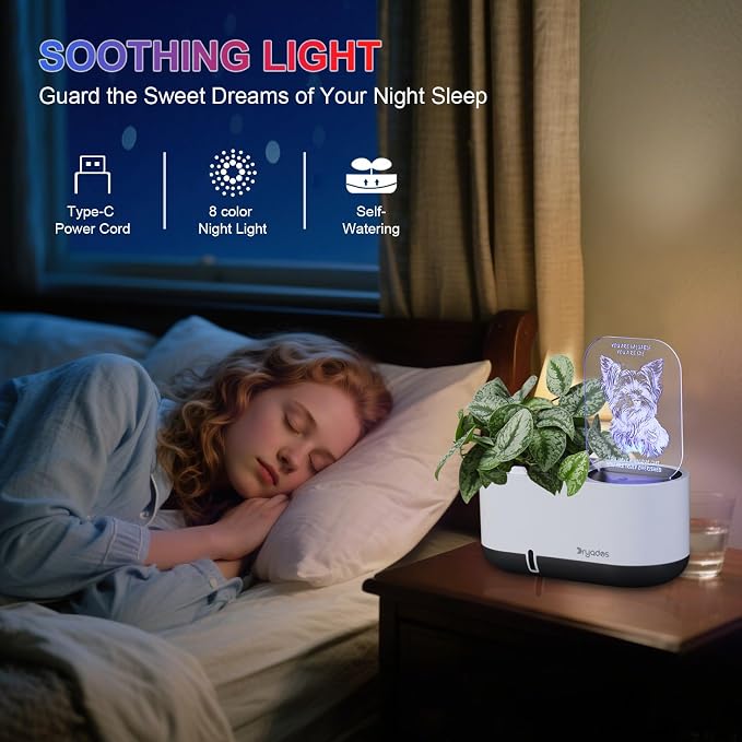 Self-Watering Plant Pot with LED Note Board & 7 Colors Pen, Led Acrylic Message - Image 9