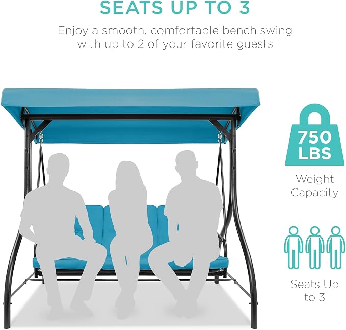 Best Choice Products 3-Seat Outdoor Large Converting Canopy Swing Glider - Image 4