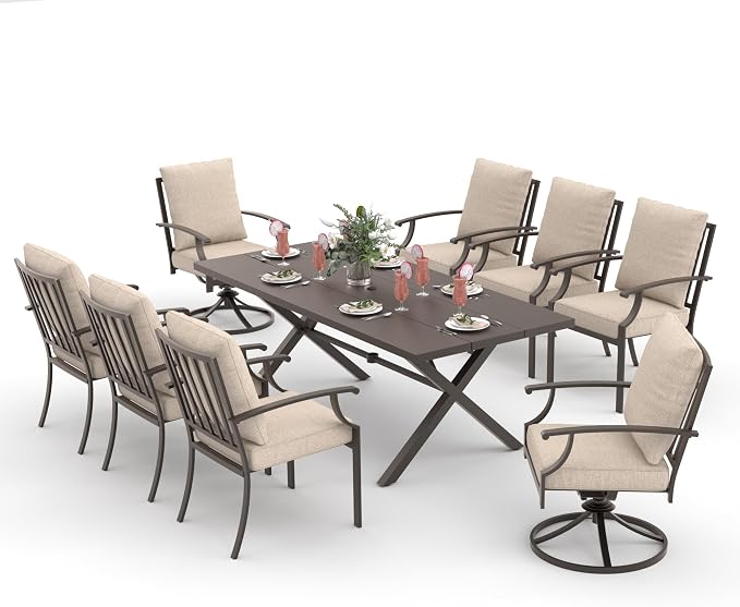 ALAULM 9-Piece Patio Dining Table and Chairs - Image 7