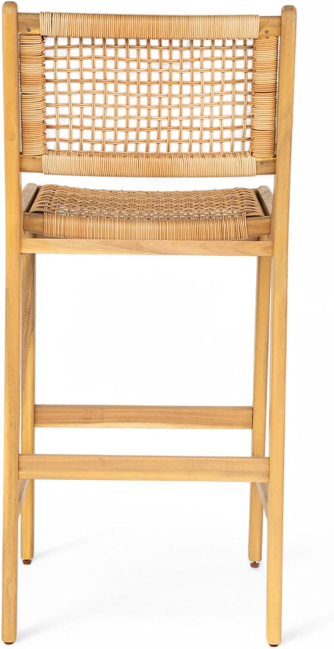Christopher Knight Home Merry Patio Acacia Wood Bar Stool Set of 2, Counter - Image 8