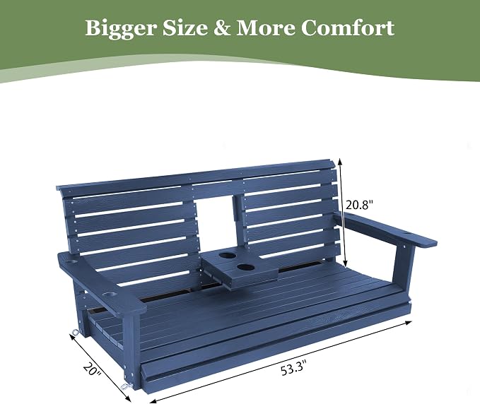 Poly Lumber 3-Seat Porch Swing, HIPS 5-Feet Bench Swing - Image 5