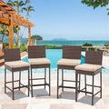 ECOTOUGE Outdoor Bar Stools Set of 4, Wicker Woven Patio Stools & Patio Bar by ECOTOUGE