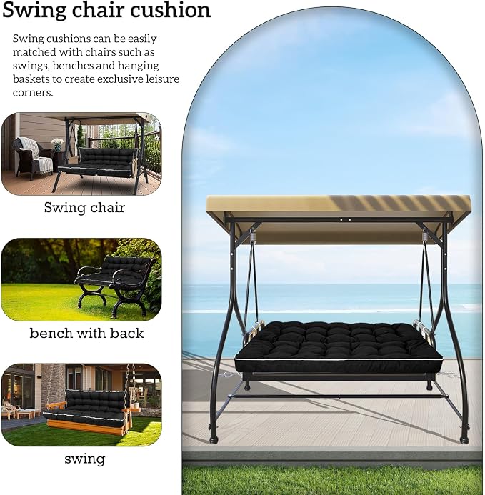 Outside Benches Cushion with Backrest, Thicken Waterproof Swing Cushions 2/3 - Image 3