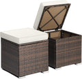 RELAX4LIFE Wicker Outdoor Storage Ottoman, 2-Piece Rattan Footstool w/Removable by RELAX4LIFE