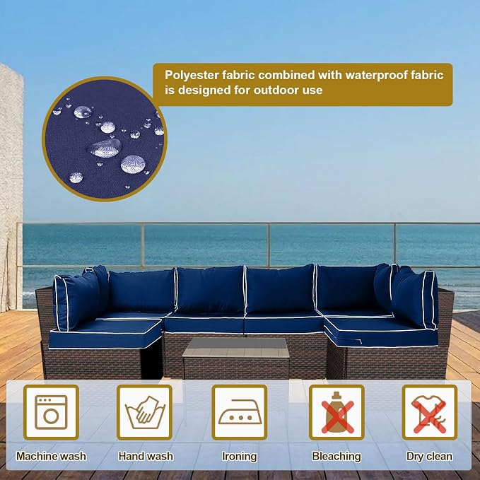 14 Piece Outdoor Patio Cushion Cover Replacement, Waterproof Patio Cushion - Image 5