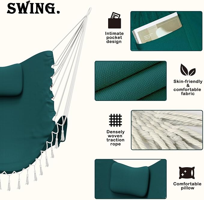 Hammock Chair with Stand, Heavy-Duty Hanging Chair with Stand, - Image 3