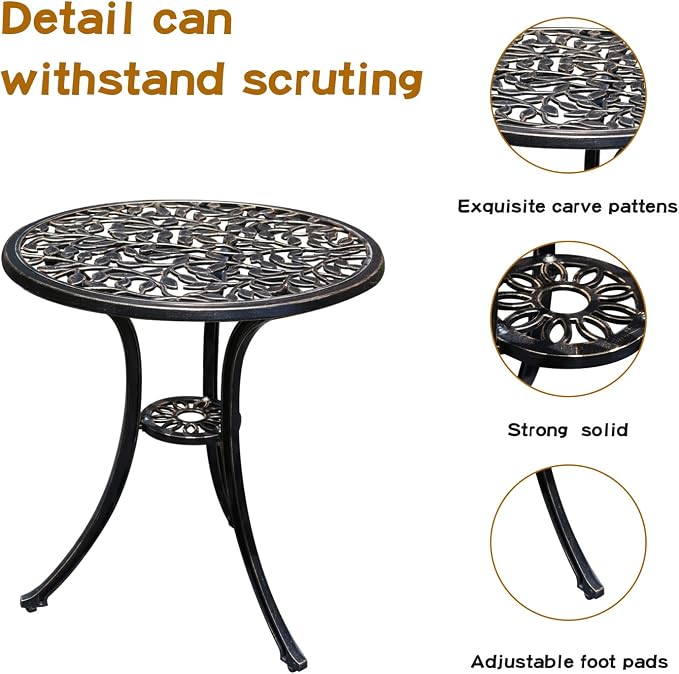 JARDIN DE CENTENNIAL Patio Bistro Set.Rust-Resistant Cast Aluminum Bistro Table - Image 4