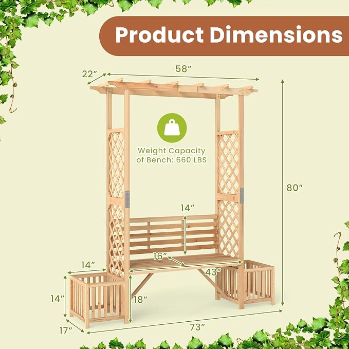 HAPPYGRILL Patio Garden Arbor - Image 3