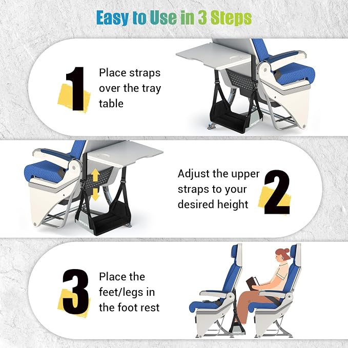2-Pack Foot Hammock for Plane Travel, No Collapse Thickened Bamboo Airplane - Image 5