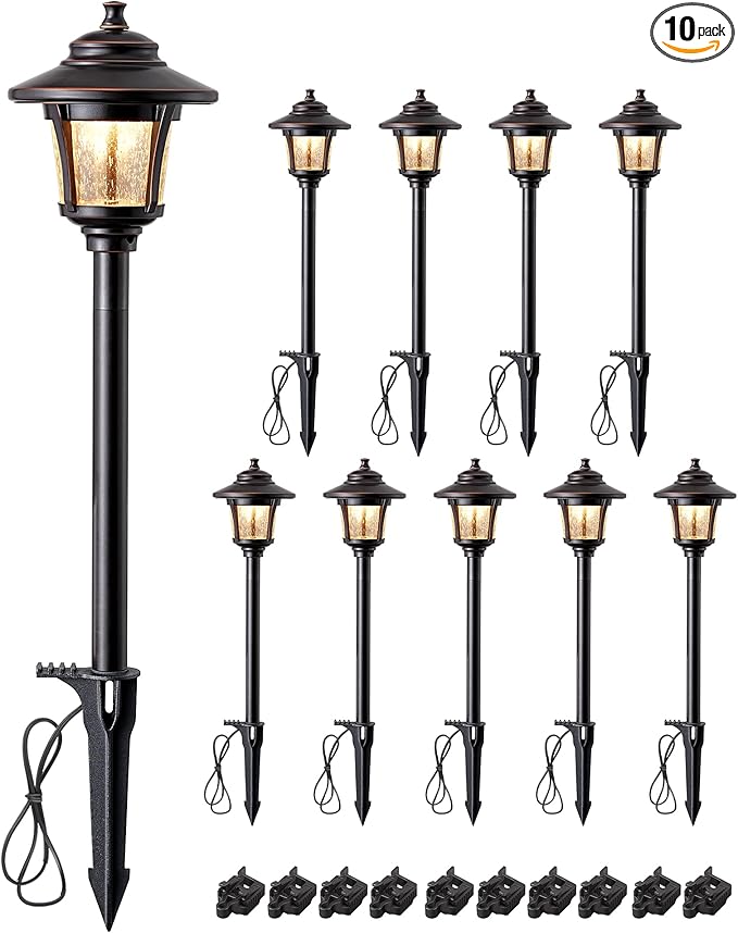 EDISHINE Low Voltage Pathway Lights Wired, 12V 3W 120LM 3000K Seed Glass by EDISHINE