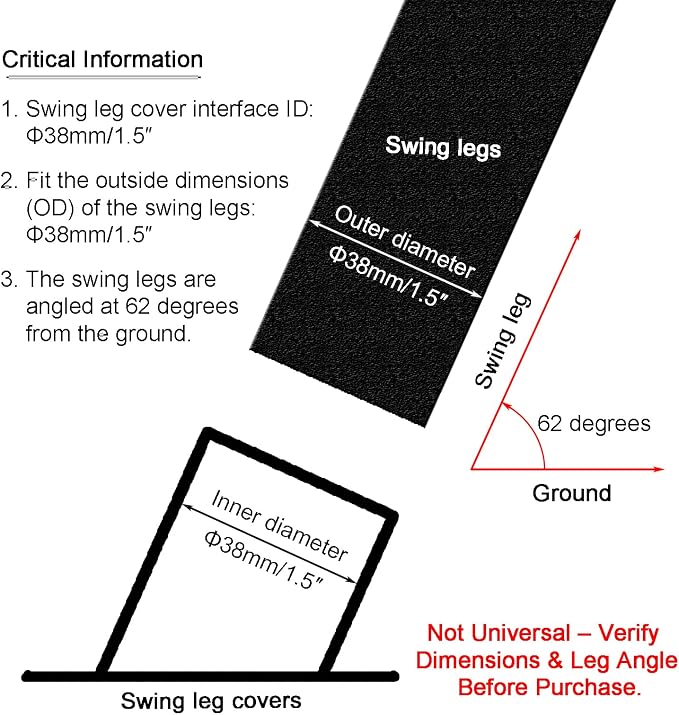 1.5"/38mm Porch Swing Replacement Angled Feet - Image 2