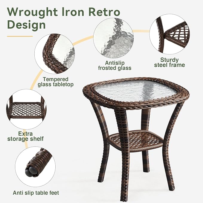 Aoxun 3 Pieces Patio Furniture Set, Patio Swivel Rocker Chairs Set of 2 - Image 6