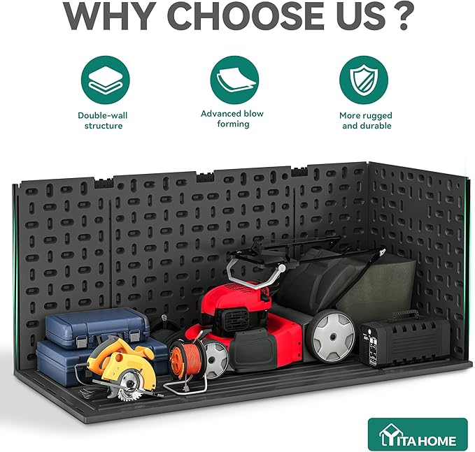 YITAHOME 260 Gallon Extra Large Deck Box, Double-Wall Resin Outdoor Storage Box - Image 3