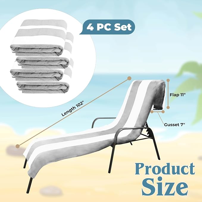 Superior Cabana Cotton Lounge Chair Cover, Outdoor Towel/Chaise Furniture Covers - Image 5