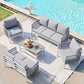 Aluminum Patio Furniture Set, 7 Seats Modern Outdoor Sectional Furniture by Oasbira