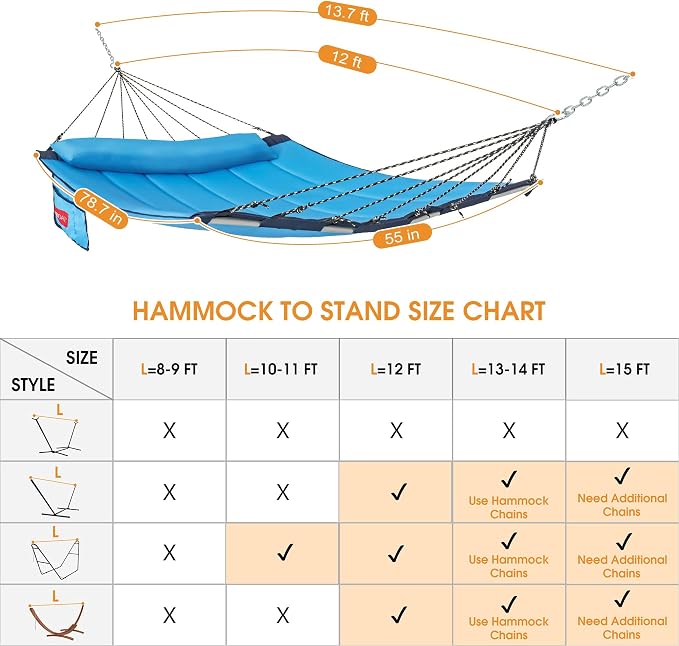 Lazy Daze Hammocks 12 FT Quilted Fabric Hammock - Image 6