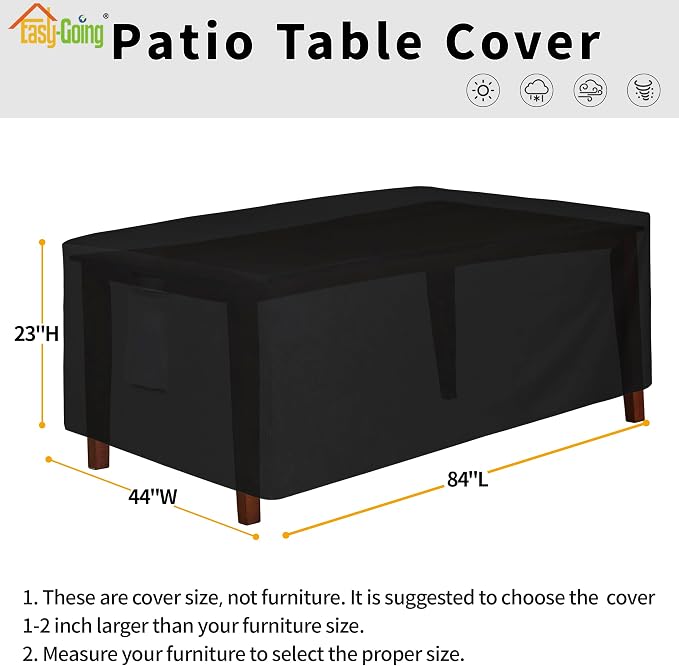 Easy-Going 600D Heavy Duty Rectangular Table Cover UV Resistant and Waterproof - Image 2