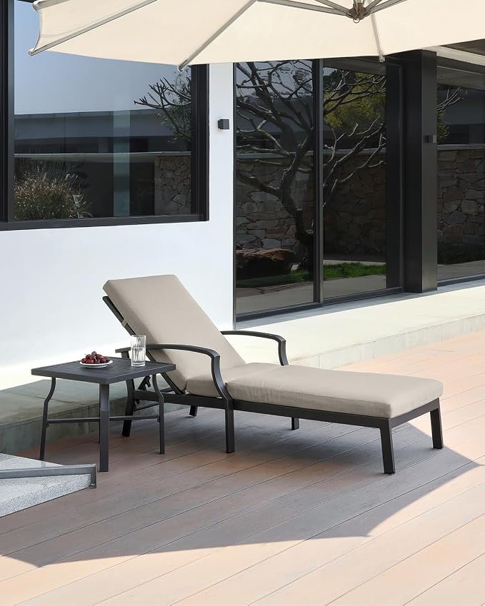 2 Pieces Lounge Chair Set, Outdoor Chaise Lounge Set, Never-Rust Aluminum Pool - Image 9