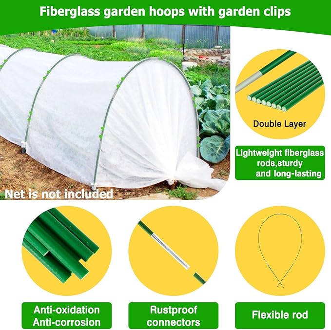 60pcs Garden Hoops for Raised Beds Wide, 8ft Greenhouse Hoops Grow Tunnel for - Image 3