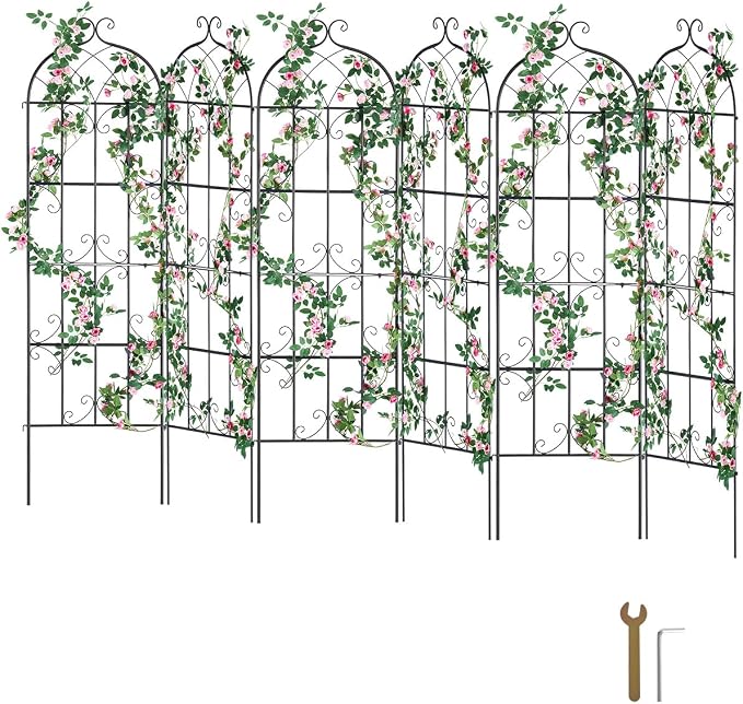 VEVOR Garden Trellis for Climbing Plants, 71 x 20 in, 6 Packs Rustproof Metal by VEVOR