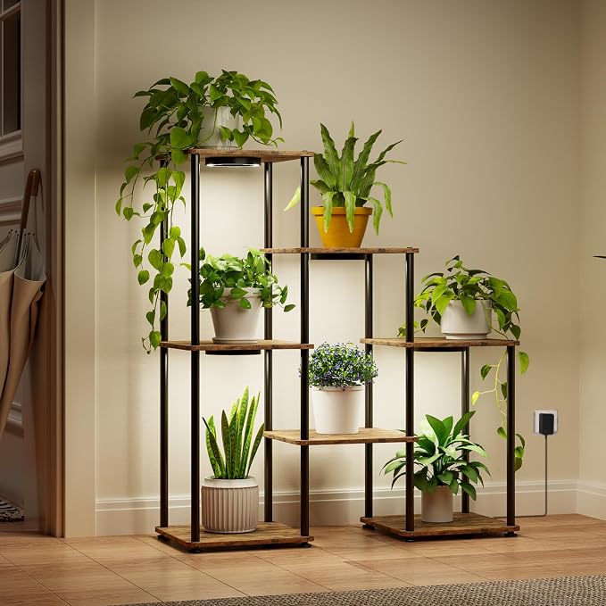 Bstrip Plant Stand Indoor with Grow Light, 7 Tier Flower Stand with Plant Light by Bstrip