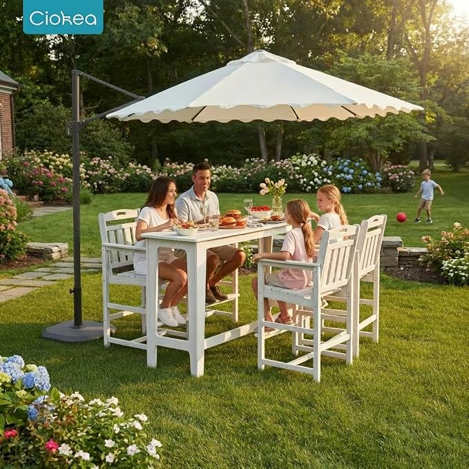 Ciokea 3 Pcs Outdoor Bar Height Table Set, Heavy-Duty All-Weather HDPE Patio - Image 2