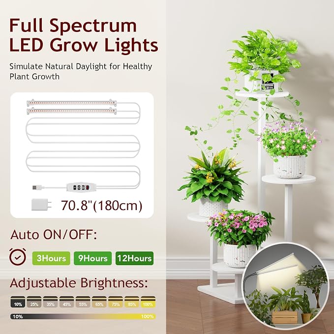 Plant Stand Indoor with Grow Light, 4-Tiered Tall Plant Stand Indoor, Metal - Image 3