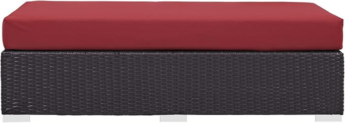 Modway Convene Wicker Rattan Outdoor Patio Rectangle Ottoman - Image 7
