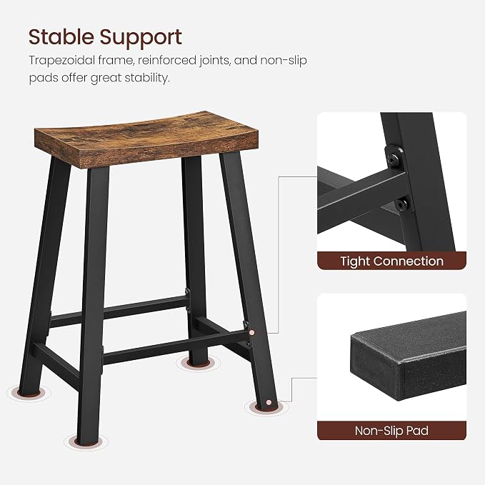 VASAGLE Bar Stools, Kitchen Breakfast Bar Stools - Image 9
