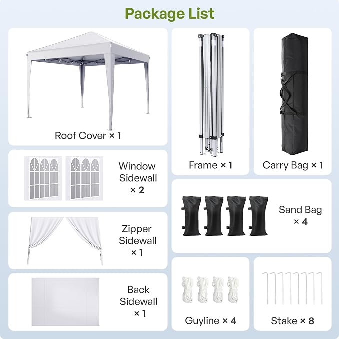 10x10 Pop Up Canopy with Sidewalls, Outdoor Instant Canopy Tent with Carry Bag - Image 3