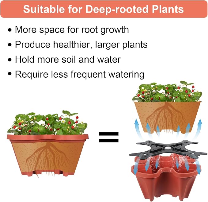 GameXcel Vertical Planter 6 Tier Stackable Planters Garden Planters Strawberry - Image 7
