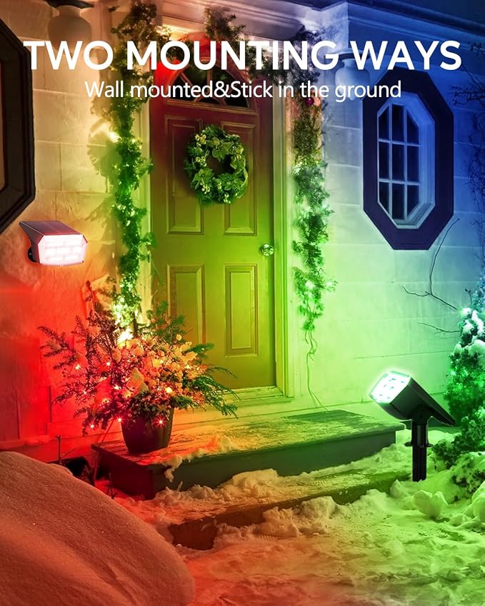 HIBOITEC Solar Spot Lights Outdoor Color Changing 59LED Landscape Lighting - Image 6