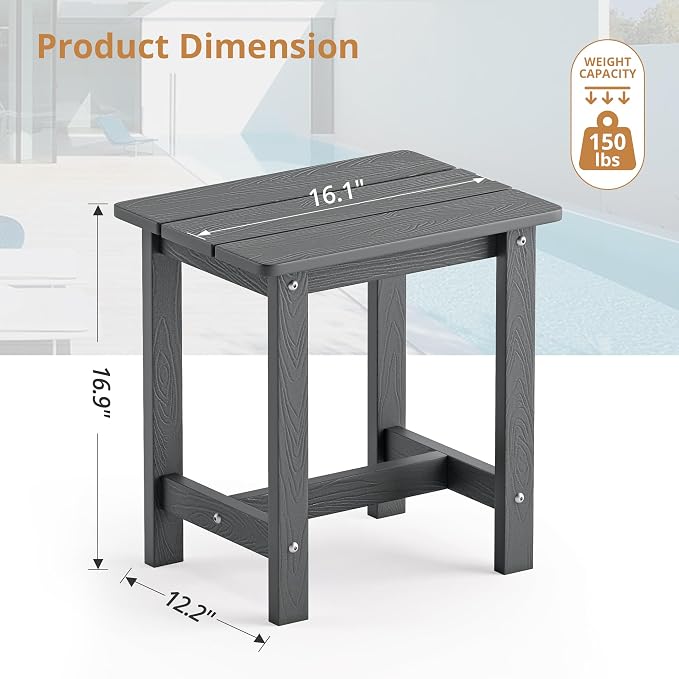 LUE BONA Outdoor Side Table Set of 2, HDPS Small Outdoor Table, Adirondack Side - Image 3