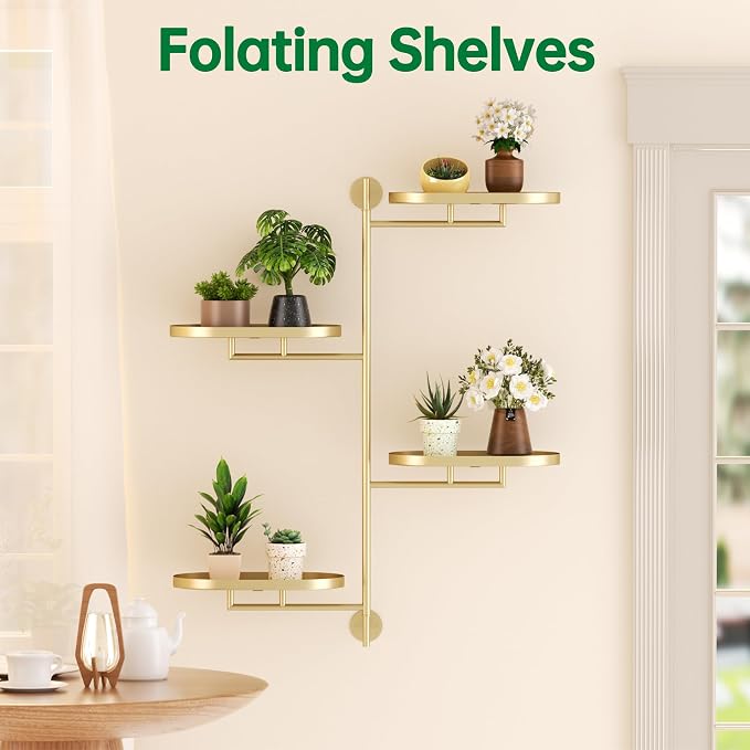 Rotating Window Shelves for Multiple Plants Indoor, 4-tier Metal Corner golden - Image 7