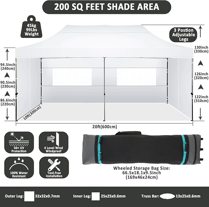 COBIZI 10x20 Pop Up Canopy - Image 4