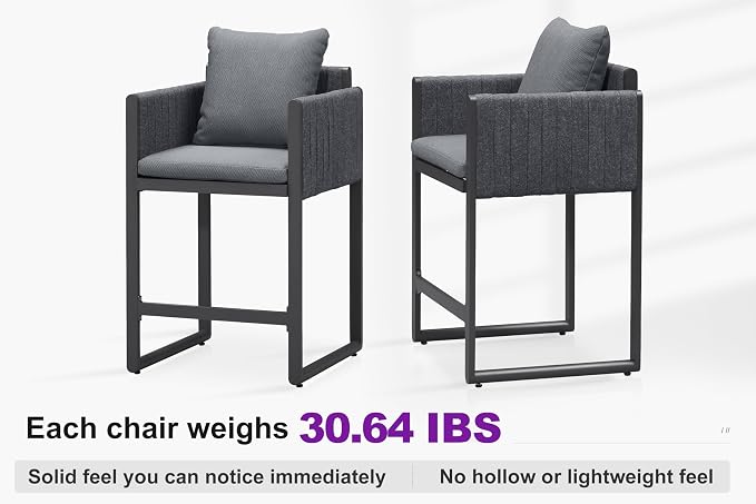 PURPLE LEAF Outdoor Counter Height Bar Stools Elliptical Leg Set of 4 Patio Bar - Image 6