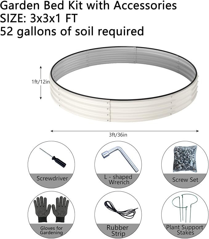 Galvanized Metal Planter Round Raised Garden Bed Kit - Image 2