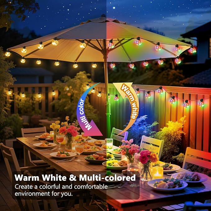 Outdoor String Lights, 25ft 20 LED Bulbs Hanging Patio Lights Dimmable - Image 2