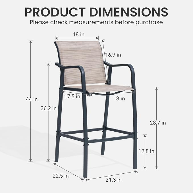 Crestlive Products Outdoor Bar Stools Set of 2, Bar Height Patio Chairs - Image 2