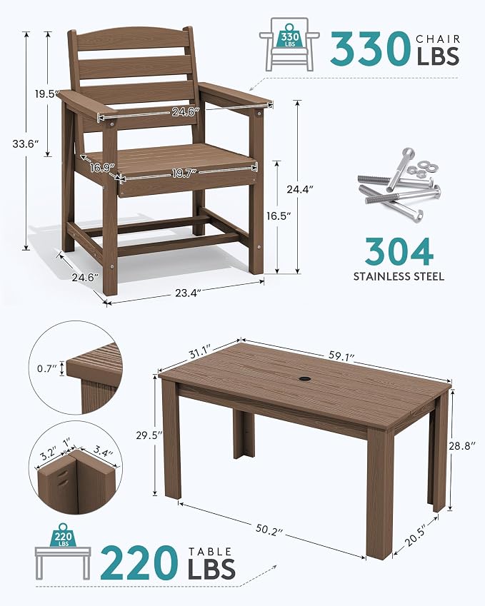 SERWALL Patio Dining Sets for 8, Outdoor Dining Sets for 8 Person - Image 2