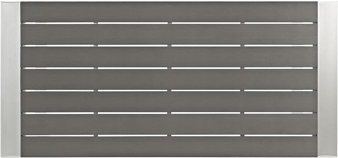 Modway Shore Aluminum Outdoor Patio 60" Rectangle Bar Table in Silver Gray - Image 5