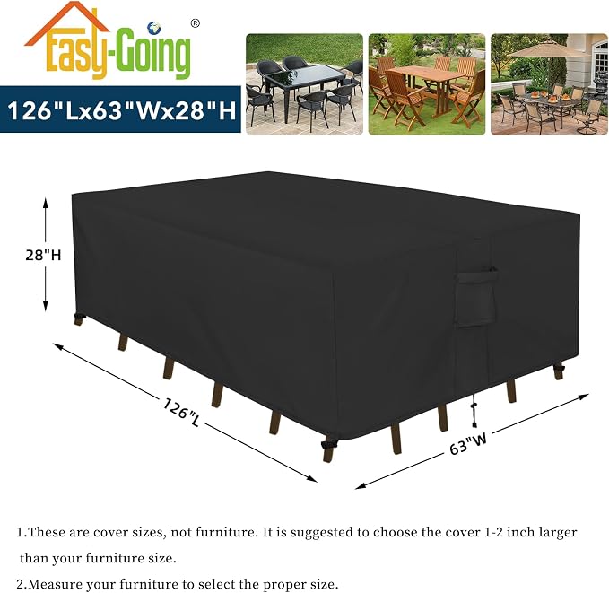 Easy-Going Rectangle Patio Furniture Cover Waterproof Outdoor Dining Table and - Image 2