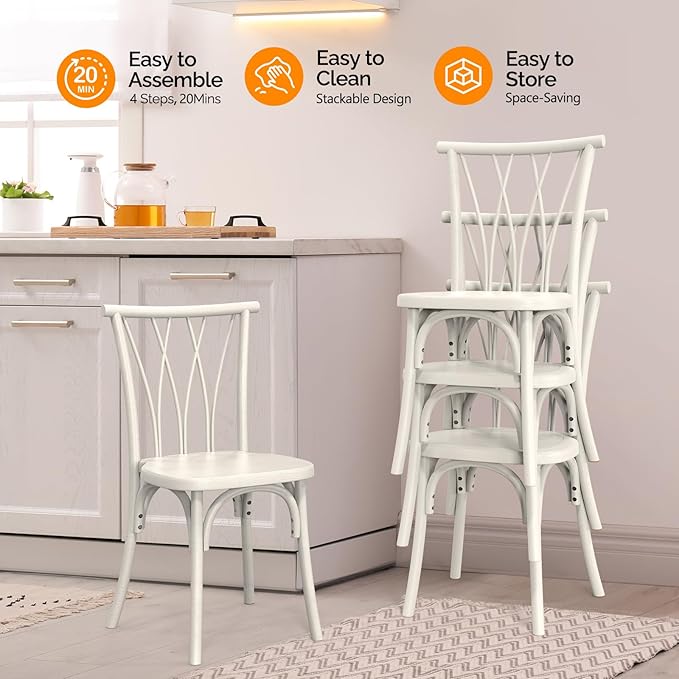 VINGLI Plastic Outdoor Dining Chairs Set of 8, Stackable Patio Dining Chairs - Image 6